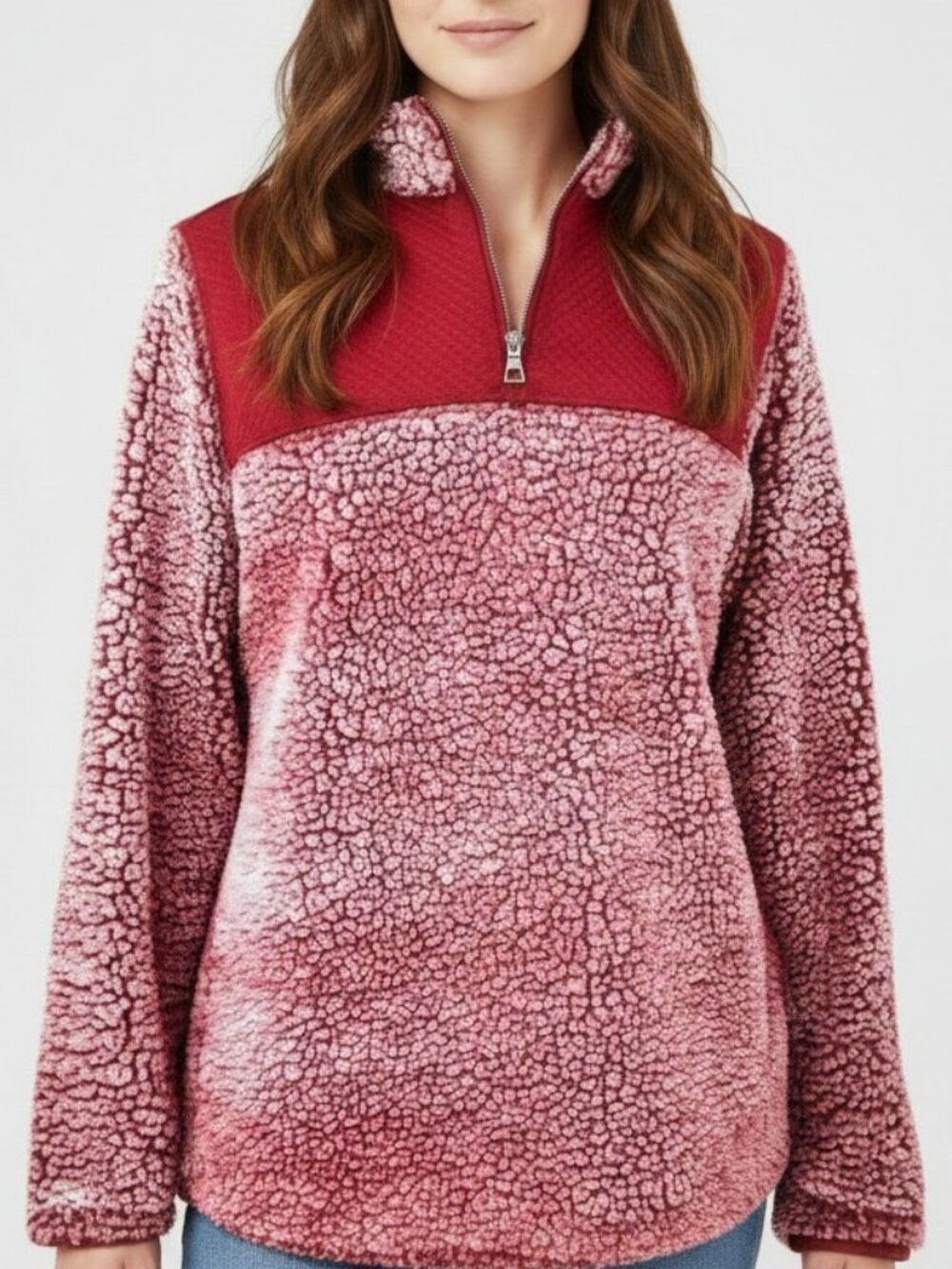 Athletic Works Faux Sherpa Super Plush 1/4 Zip Textured Pullover